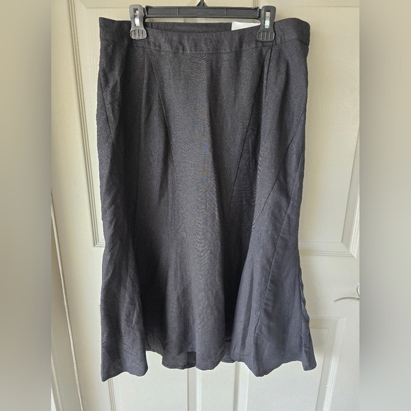 Catherines Skirt Womens 0X Black Linen Blend A- line Flare New - Picture 3 of 11
